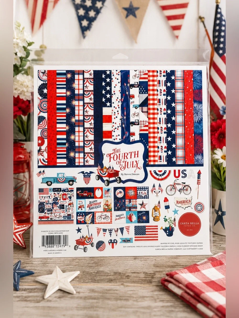Carta Bella The Fourth of July Patriotic Paper Pack - Red, White & Blue